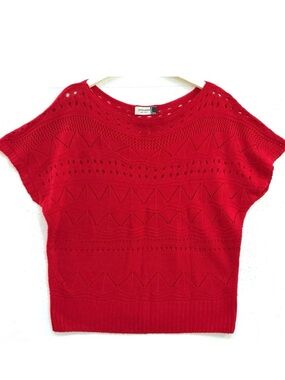Jon & Anna Red Openwork Short Sleeve Sweater Top